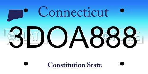 3DOA888 Connecticut License Plate