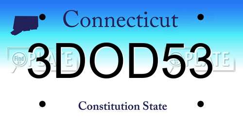3DOD53 Connecticut License Plate