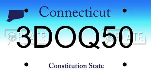 3DOQ50 Connecticut License Plate