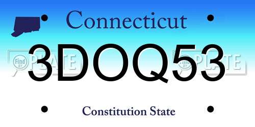 3DOQ53 Connecticut License Plate