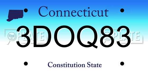 3DOQ83 Connecticut License Plate
