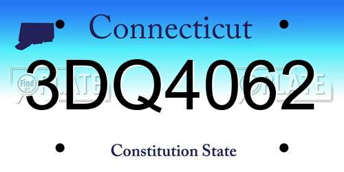 3DQ4062 Connecticut License Plate