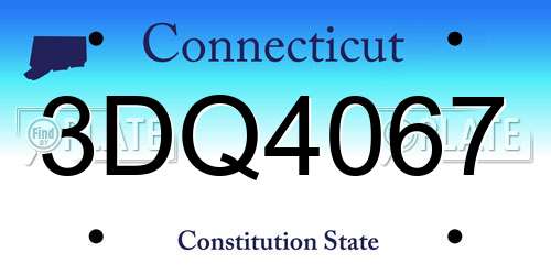 3DQ4067 Connecticut License Plate