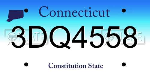 3DQ4558 Connecticut License Plate