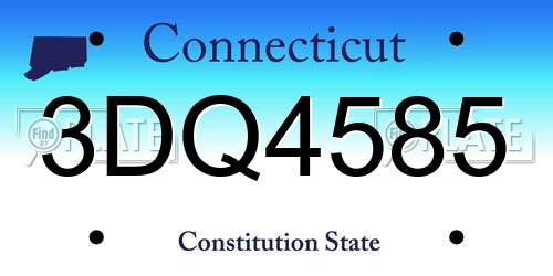 3DQ4585 Connecticut License Plate