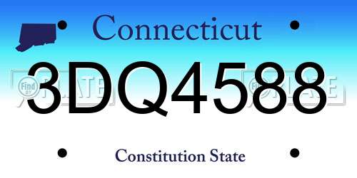 3DQ4588 Connecticut License Plate