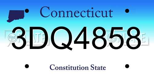 3DQ4858 Connecticut License Plate