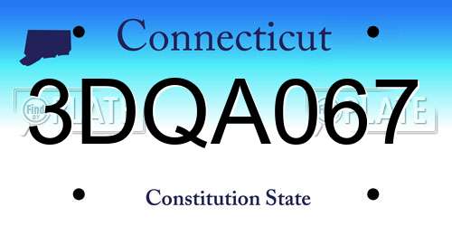 3DQA067 Connecticut License Plate