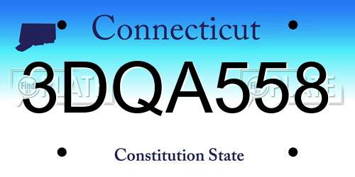 3DQA558 Connecticut License Plate