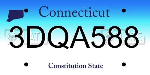 3DQA588 Connecticut License Plate