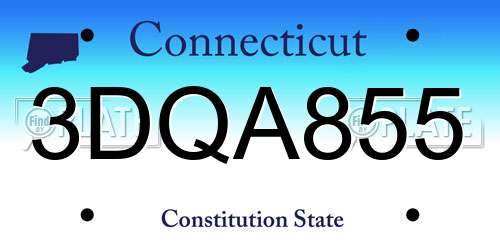 3DQA855 Connecticut License Plate