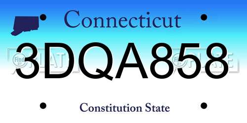 3DQA858 Connecticut License Plate