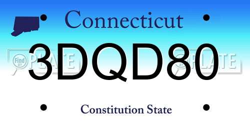 3DQD80 Connecticut License Plate