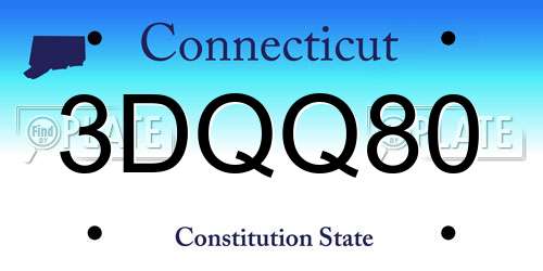 3DQQ80 Connecticut License Plate