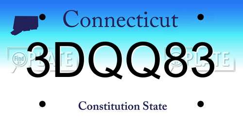 3DQQ83 Connecticut License Plate