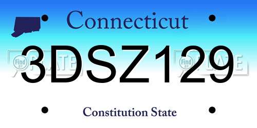 3DSZ129 Connecticut License Plate