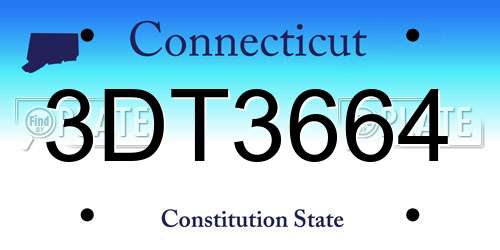 3DT3664 Connecticut License Plate