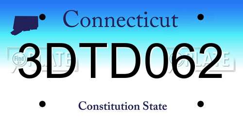 3DTD062 Connecticut License Plate