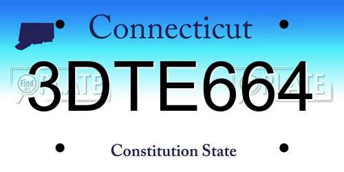 3DTE664 Connecticut License Plate