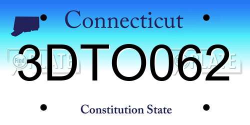 3DTO062 Connecticut License Plate