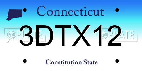 3DTX12 Connecticut License Plate