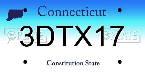 3DTX17 Connecticut License Plate