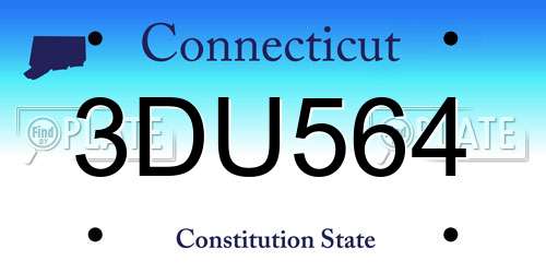 3DU564 Connecticut License Plate
