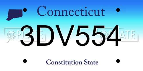 3DV554 Connecticut License Plate