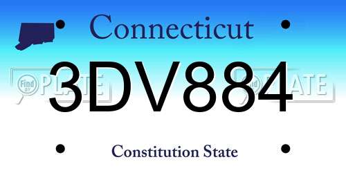 3DV884 Connecticut License Plate