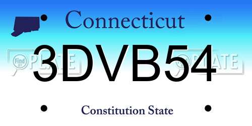 3DVB54 Connecticut License Plate