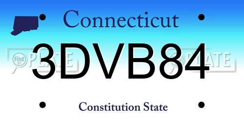 3DVB84 Connecticut License Plate