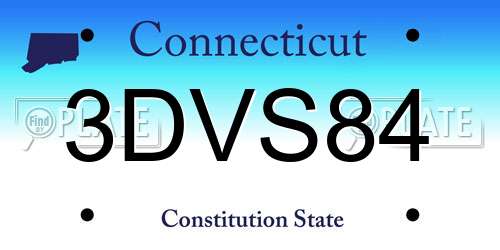 3DVS84 Connecticut License Plate