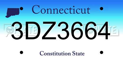 3DZ3664 Connecticut License Plate
