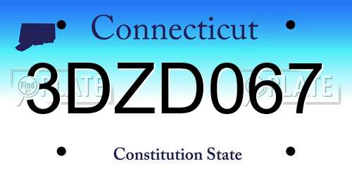 3DZD067 Connecticut License Plate