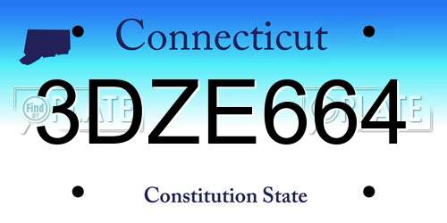 3DZE664 Connecticut License Plate