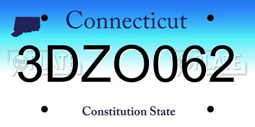 3DZO062 Connecticut License Plate