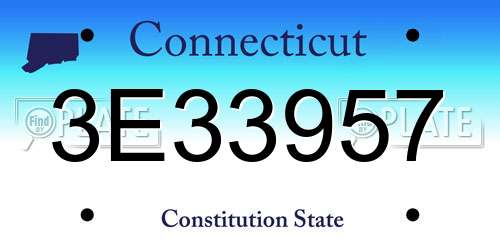 3E33957 Connecticut License Plate