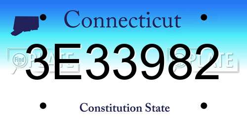 3E33982 Connecticut License Plate