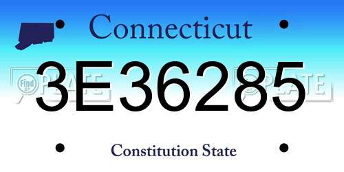 3E36285 Connecticut License Plate
