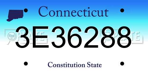 3E36288 Connecticut License Plate
