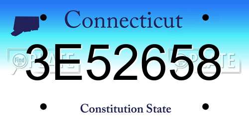 3E52658 Connecticut License Plate