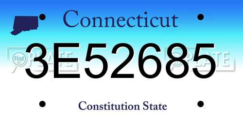 3E52685 Connecticut License Plate