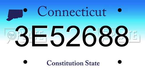 3E52688 Connecticut License Plate