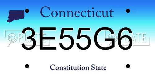 3E55G6 Connecticut License Plate
