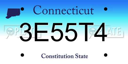 3E55T4 Connecticut License Plate
