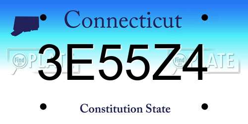 3E55Z4 Connecticut License Plate