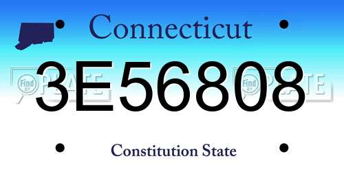 3E56808 Connecticut License Plate