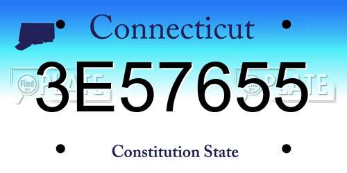 3E57655 Connecticut License Plate