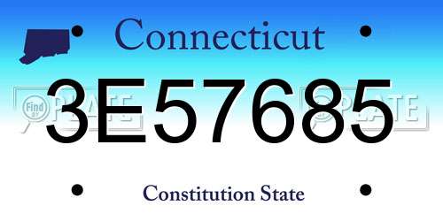 3E57685 Connecticut License Plate