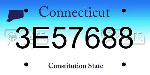 3E57688 Connecticut License Plate